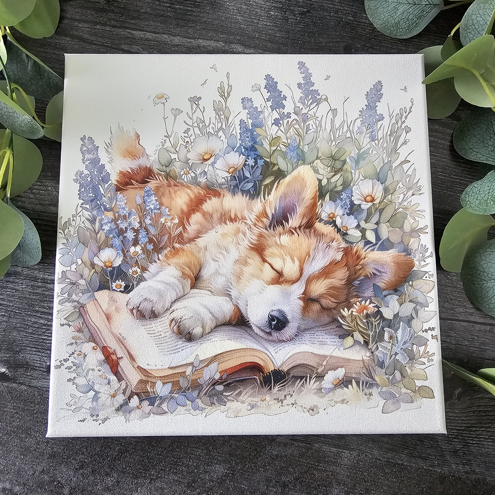 Sleeping Corgi Canvas Art